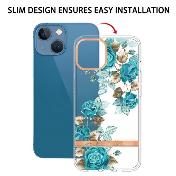 Super Slim och Hållbar Mjukskal till iPhone 14 - Hc002 Blue Rose Blå