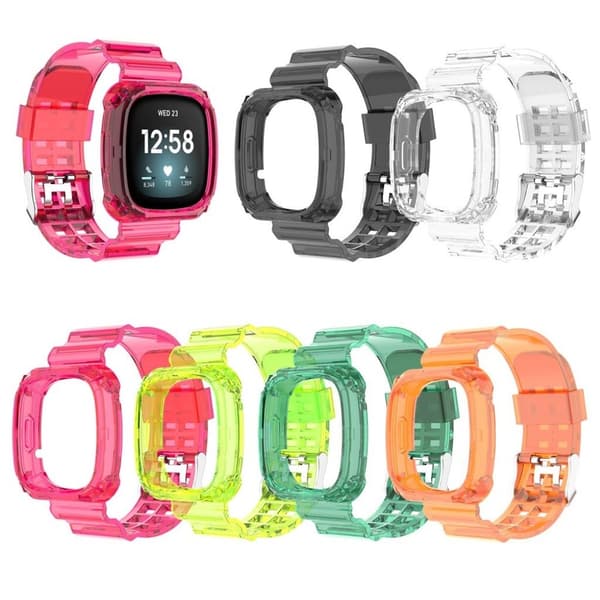 Fitbit Versa 3 / Sense läpinäkyvä silikoninen kellonauha - Läpinäkyvä Musta Transparent