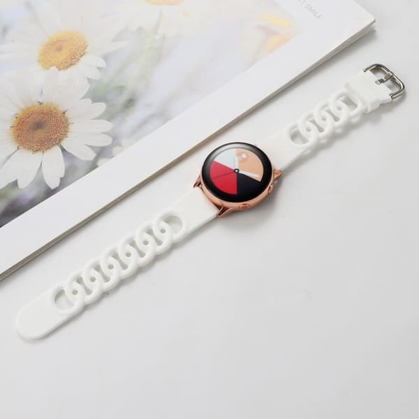 20 mm universal smultring med hul rem - Hvit White