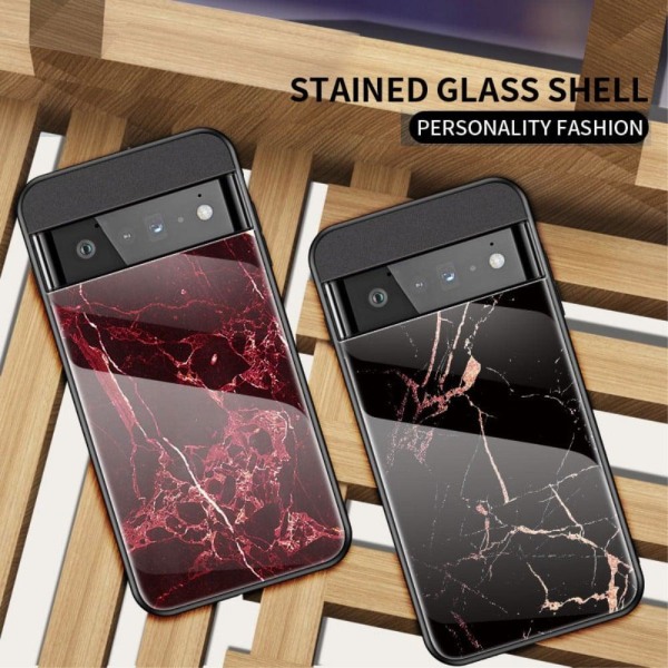 Fantasy Marble Google Pixel 7 Pro cover - Blodrød Marmor Red