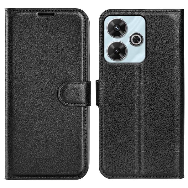 Klassisk Xiaomi Redmi 13 / Xiaomi Redmi Note 13R / Xiaomi Poco M6 flip etui - Sort Black