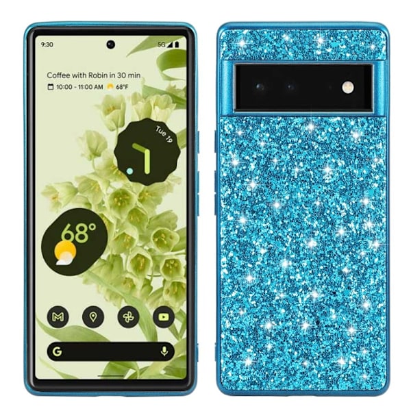 Glitter Google Pixel 6 Etui - Blå Blue