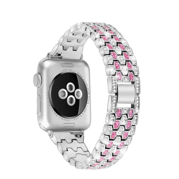 Apple Watch Series 6 / 5 44mm strass décor klockarmband - silver / Rose Silvergrå