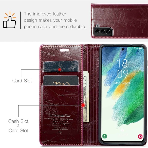 CaseMe Samsung Galaxy S21 FE Smooth Suojakotelo - Punainen Red