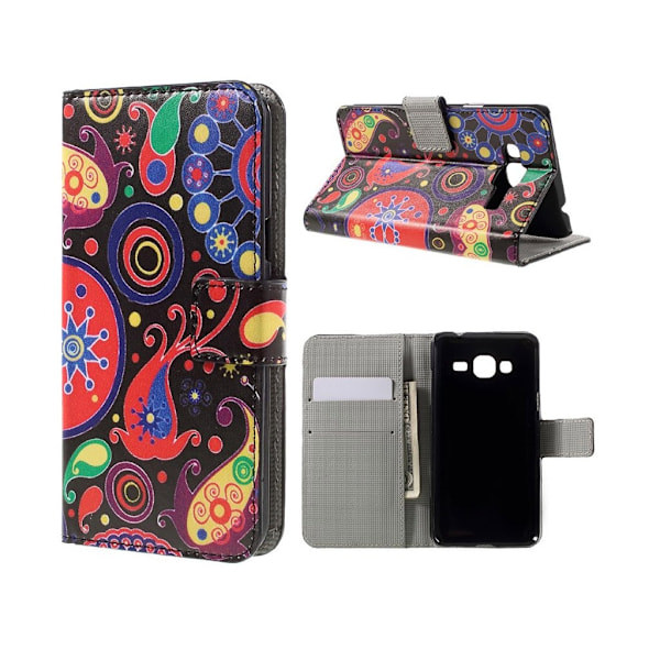 Hagerup læder-etui til Samsung Galaxy J3 (2016) - Paisley blomster Multicolor