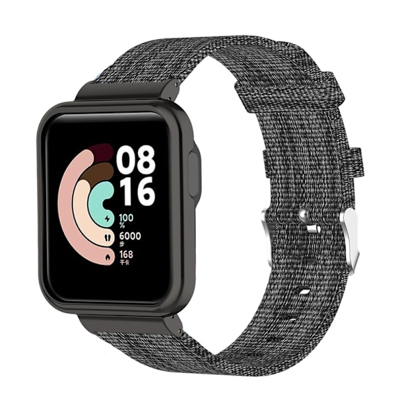 Xiaomi Mi Watch Lite / Redmi Watch klockarmband i nylon canvas - Mörkgrå Silvergrå