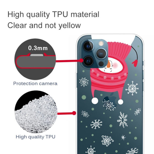 Juleveske til iPhone 12 Pro Max - Snømann Og Snøfnugg Red
