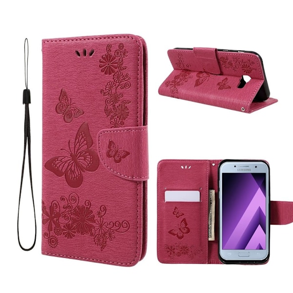 Samsung Galaxy A3 (2017) fjärilsmönster fodral - Varm rosa Rosa