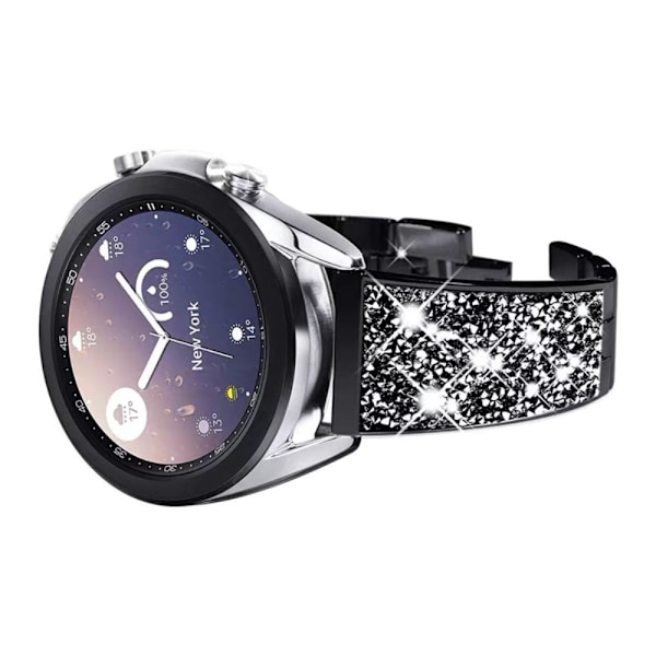 20 mm Universal glitterförsett klockarmband i rostfritt stål - Svart Svart