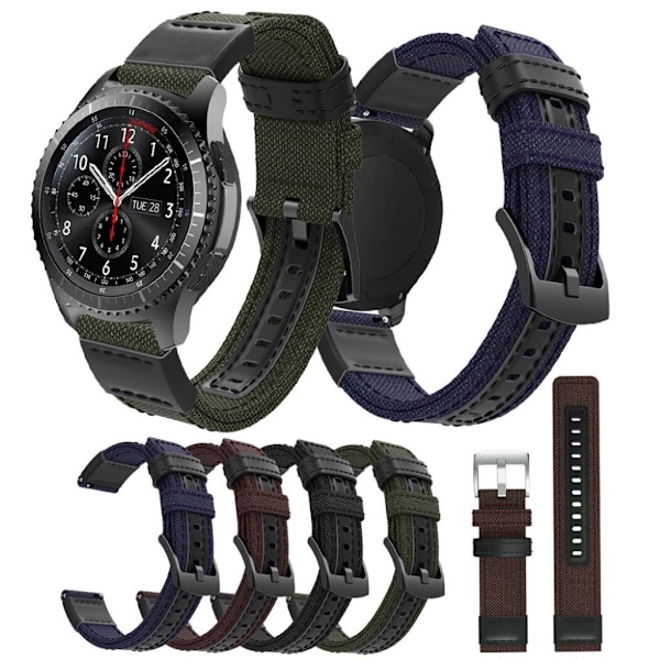 Samsung Galaxy Gear S3 / S3 Frontier / Galaxy Ur 46mm urrem i ægte læder - sort Black