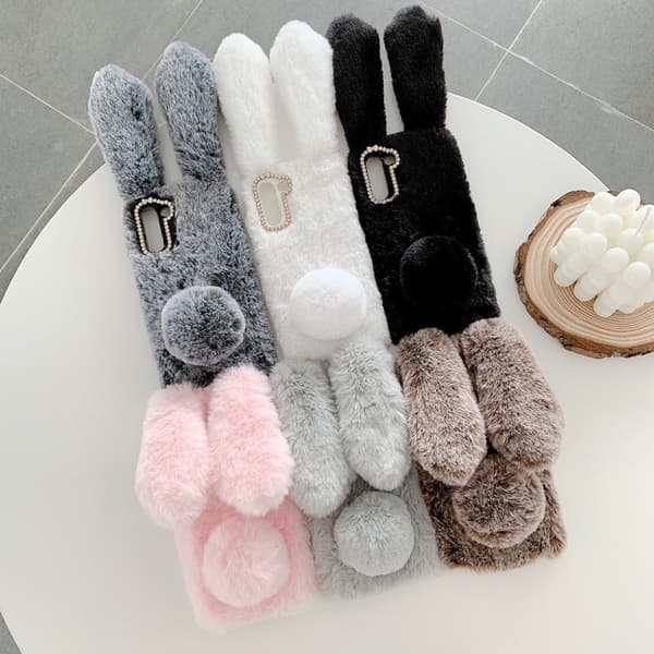 Fluffy Rabbit Samsung Galaxy S21 skal - Vit Vit