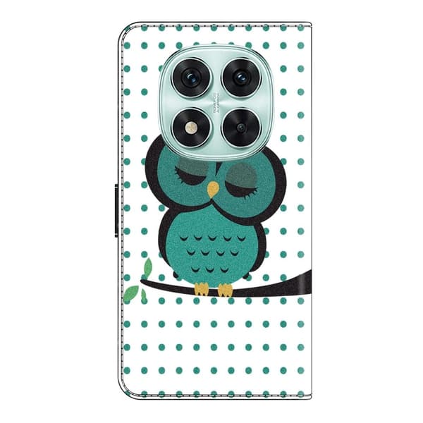 Xiaomi Redmi Note 14 Pro 5G Fodral Magnetiskt lås 3D-mönster Läder Plånbok Telefonskal - Sovande Uggla Grön