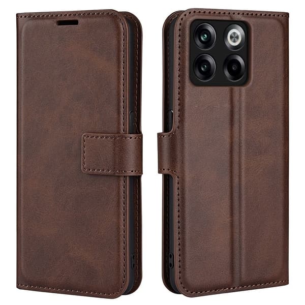 Hållbart konstläder OnePlus Ace Pro / OnePlus 10T fodral med plånbok - Brun Brun