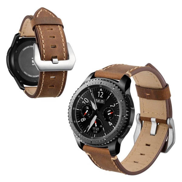 Samsung Gear S3 / S3 Frontier kestävä aitoa nahkaa oleva ranneke - Ruskea Brown