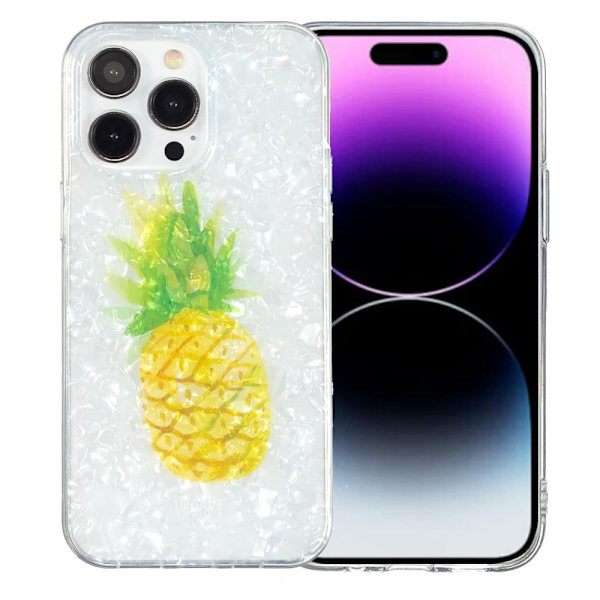 Marble iPhone 14 Pro Etui - Ananas Yellow