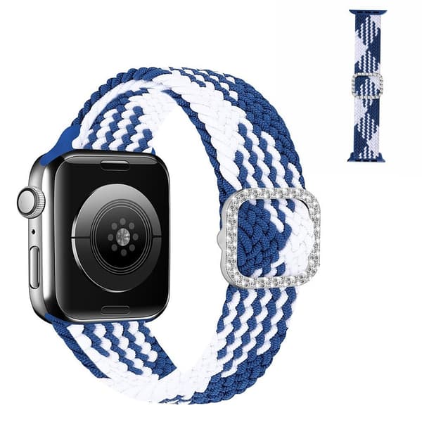 Apple Watch 40 mm klockarmband i nylon med strassspänne - Blå Och Vit multifärg