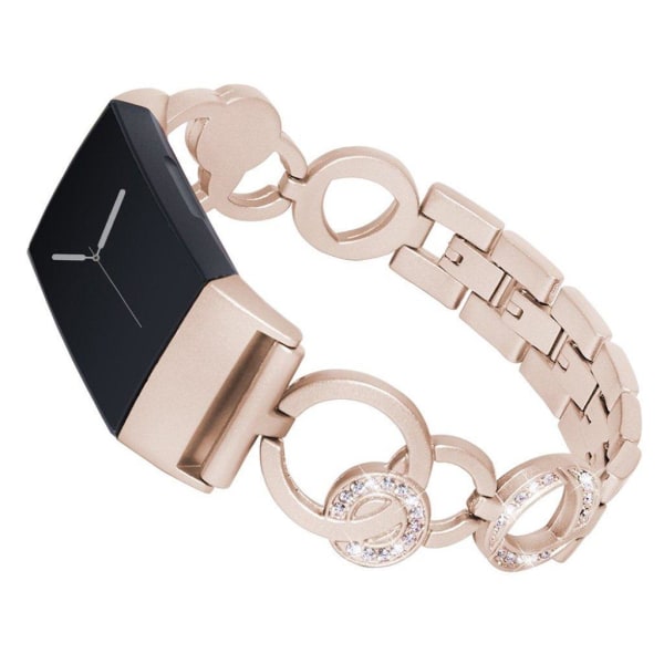 Fitbit Charge 3 strassdekorerat klockband av rostfritt stål - Gu Guld