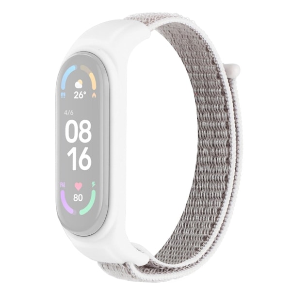 Xiaomi Mi Band 7 / 6 / 5 nylonkellohihna silikonisuojuksella - Simpukka White