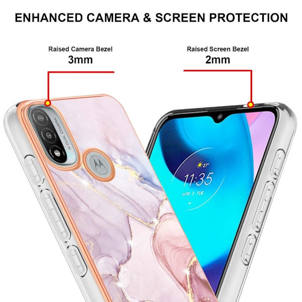 Marble Motorola Moto E30 / E20 / E40 Etui - Rose Guld Marmor Haze Pink