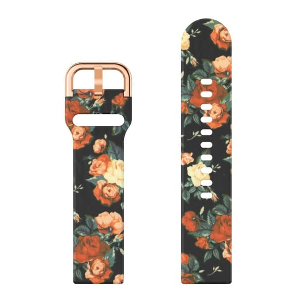 22 mm universal klokkerem i silikon med kult mønster - Blomstrende Roser Multicolor