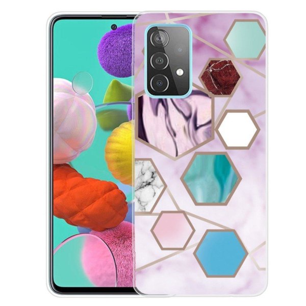 Marble design Samsung Galaxy A32 cover - Sekskantede Fragmenter I Lilla Multicolor