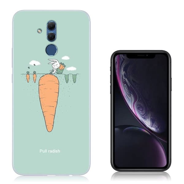Huawei Mate 20 Lite Bild mönstrat flexibelt silikonplast mobilskal - Kanin Med Morot multifärg