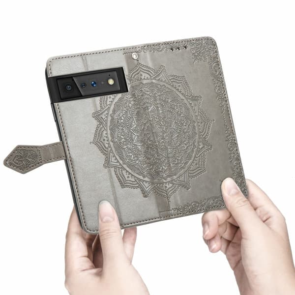 Mandala Google Pixel 6 Flippetui - Grå Silver grey