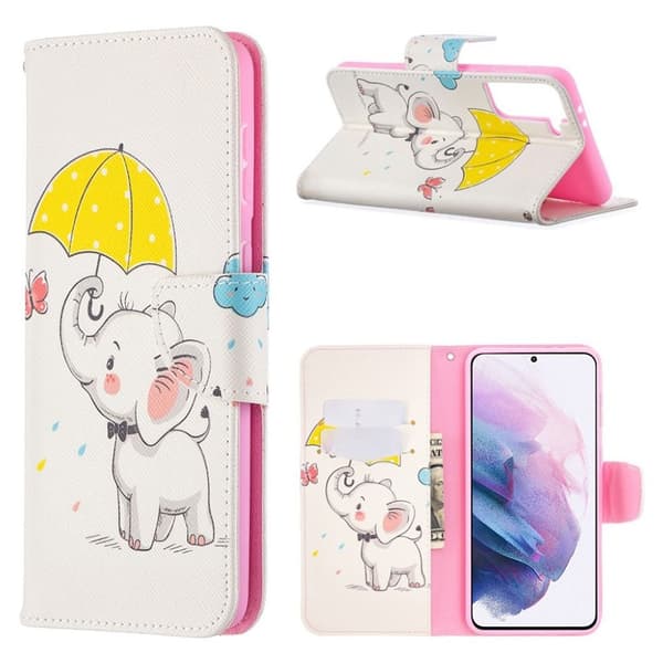 Wonderland Samsung Galaxy S21 Plus flip etui - sød elefant Multicolor