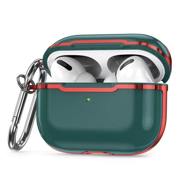 AirPods Pro 2 galvaniseringsetui med krog - Sortliggrøn / Rød Green