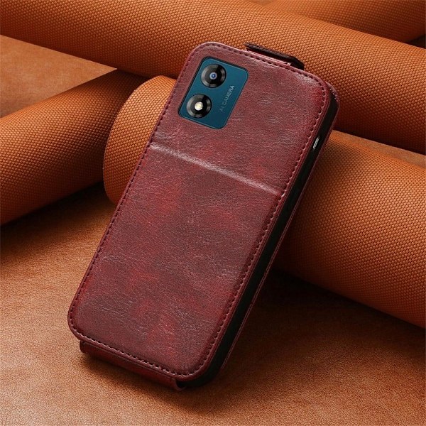 Vertical Flip Phone Suojakotelo With Zipper For Motorola Moto E13 - Punainen Red