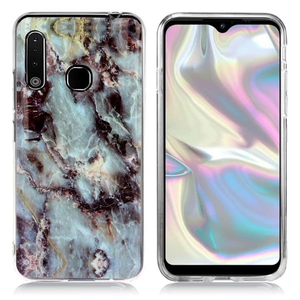 Marble Samsung Galaxy A70e Cover - Teal / sort marmor Multicolor