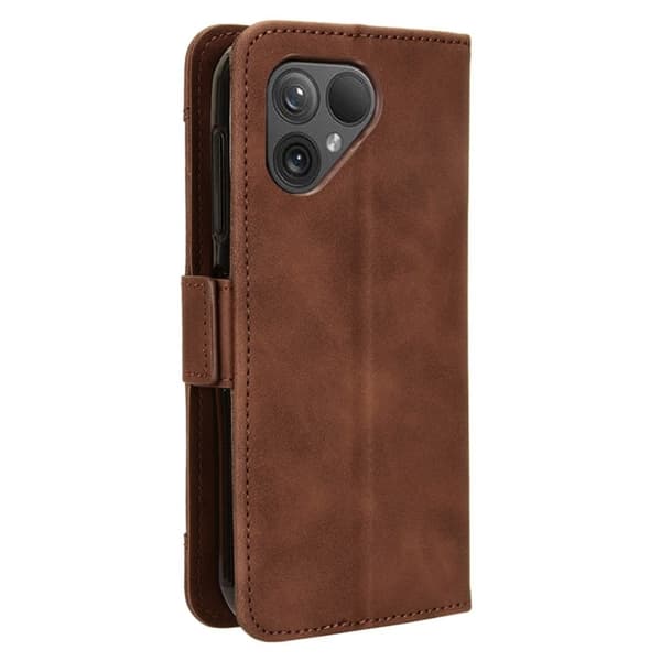 Stilfuldt Læder Etui med Pung til Fairphone 5 - Brun Brown
