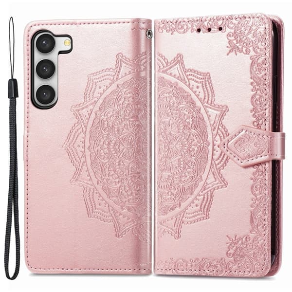 Mandala Samsung Galaxy S23 Plus Flip Etui - Rødguld Pink