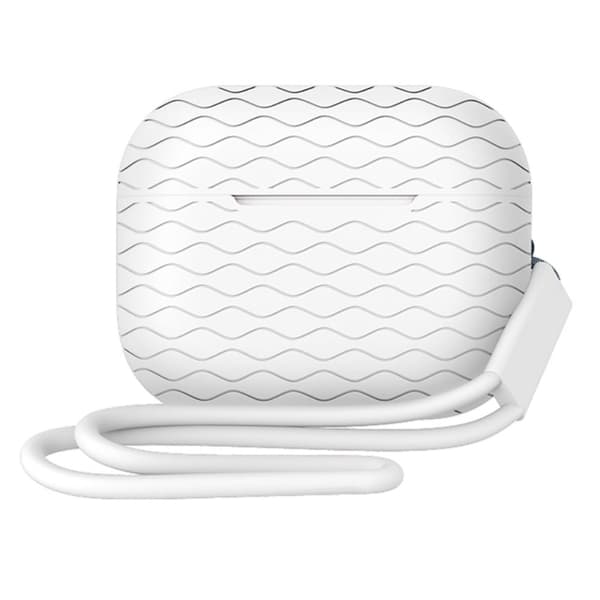 AirPods Pro 2 silikonetui med bølgetextur og stropp - Hvit White