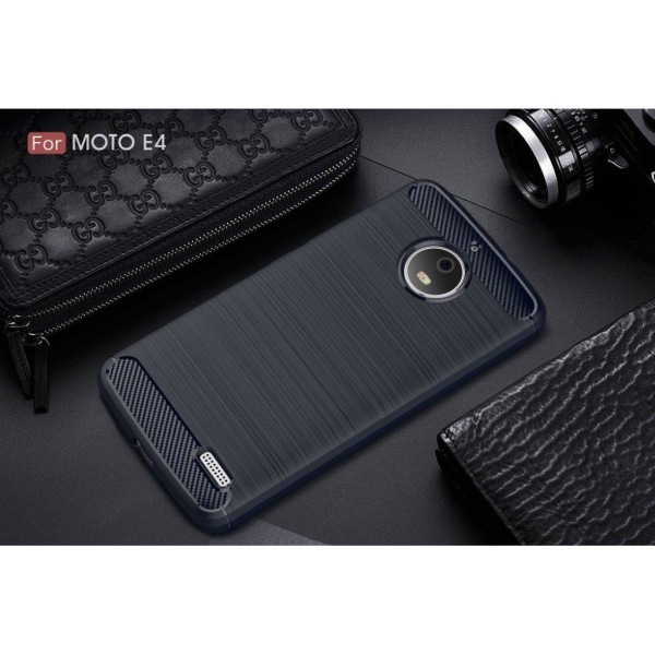 Motorola Moto E4 Karbon fiber designat skal - Blå Blå