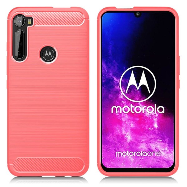 Carbon Flex cover - Motorola One Fusion Plus - Rød Red