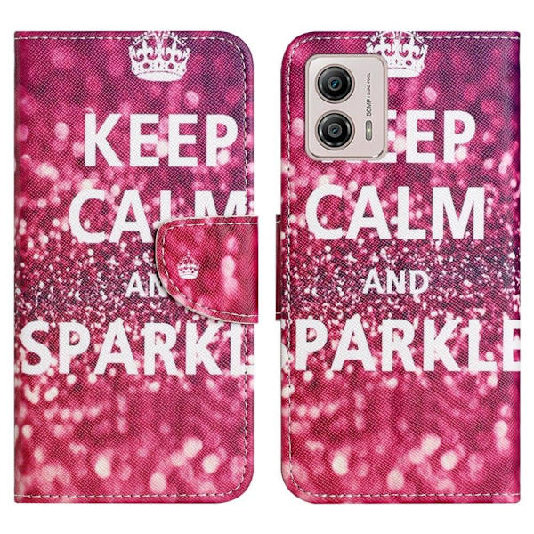 Wonderland Motorola Moto G73 Flip Etui - Keep Calm og Sparkle Red