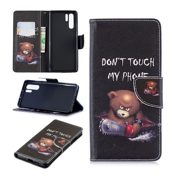 Huawei P30 Pro mønstret læder flip etui - Bjørn Multicolor