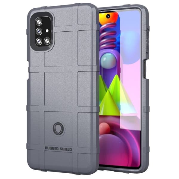 Rugged Shield Samsung Galaxy M51 kotelot - Harmaa Silver grey