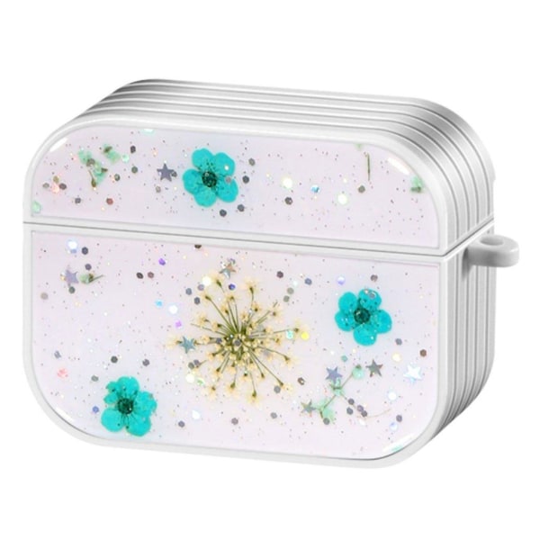 Airpods Pro kukka kuvio + glitter design tapauksessa - Vihreä Green