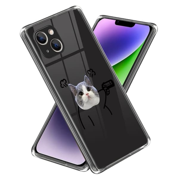 Deco iPhone 14 Suojakotelo - Kissa With A Gun Transparent
