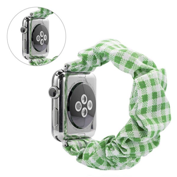 Apple Watch Series 5 44mm kangaskuvioinen kellonauha - Vihreä Ruudullinen Kuvio Green