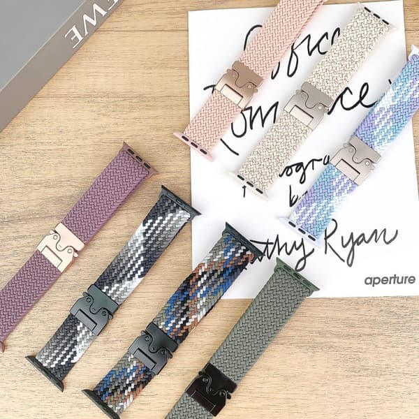 Nylonarmband Apple Watch Series 10 42mm Parachute Buckle flätat klockarmband - Regnbåge multifärg