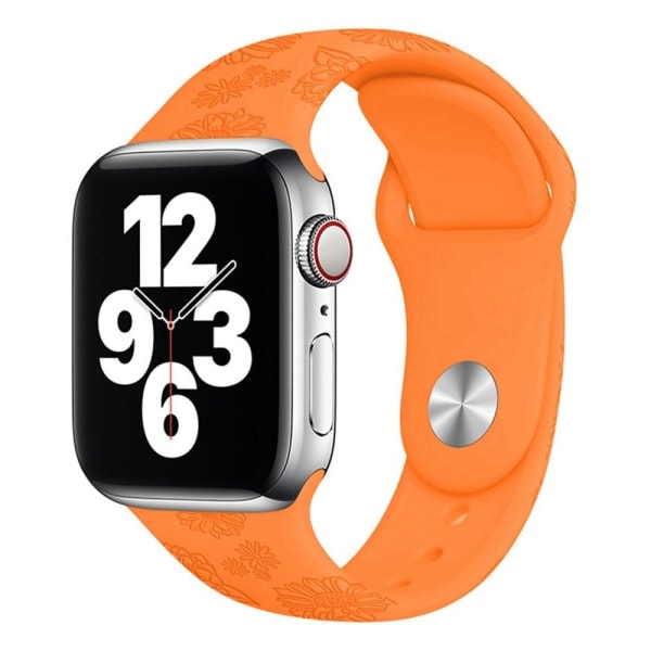 Apple Watch (45 mm) enfärgat mönsterarmband i silikon - Orange Solros Orange