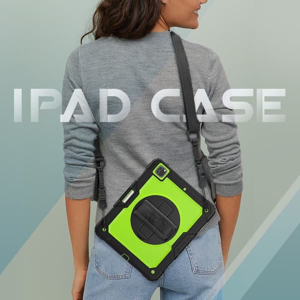 iPad Pro 12,9 tum (2020) / (2018) 360 svängbart kombinationsfodral - Svart / Gul Grön Grön