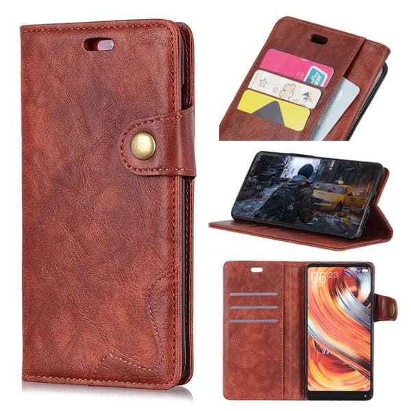 Crazy Horse iPhone Xs Max S-formet læder flip cover - Brun Brown