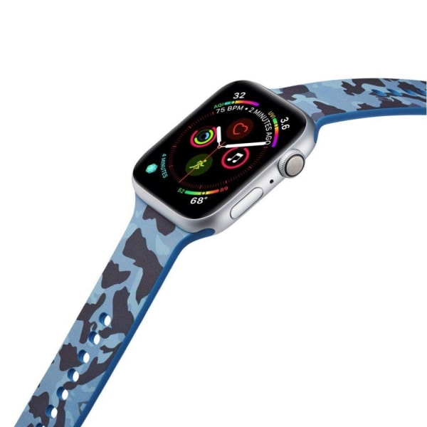 Apple Watch Series 5 40mm Mønster silikone urrem - Blå Camouflag Blue