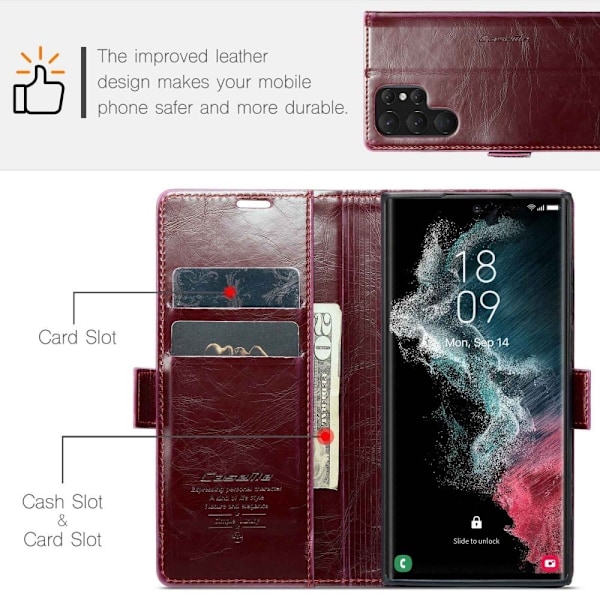CaseMe Samsung Galaxy S22 Ultra Smooth Suojakotelo - Punainen Red