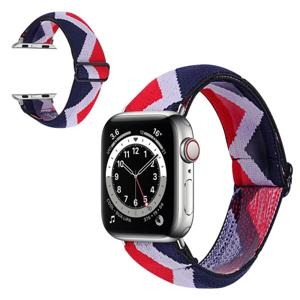 Apple Watch Series 6 / 5 40mm nylon mønster rem - blå / hvid / rød Zig-zag Multicolor