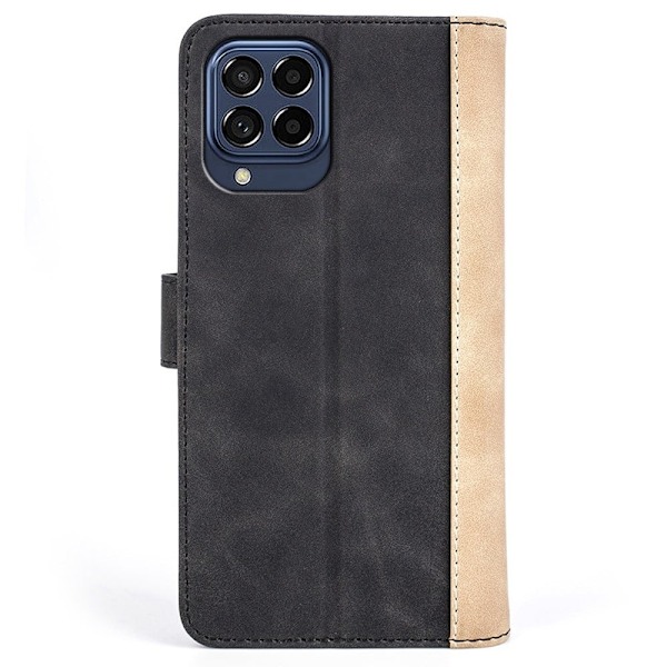 To Farvet Læder Flip Case til Samsung Galaxy M53 5g - Sort Black